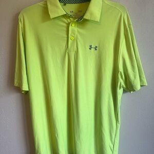 Men’s L Neon Yellow Under Armour Loose Fit Active Wear Lightweight Strech Shirt